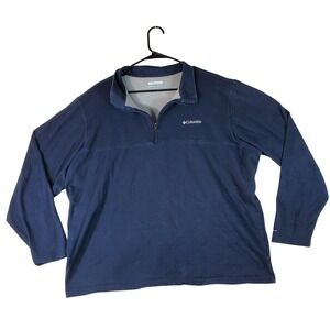 Columbia Mens XXL 2TG Navy Blue Omni Wick Quarter Zip Long Sleeve Pullover